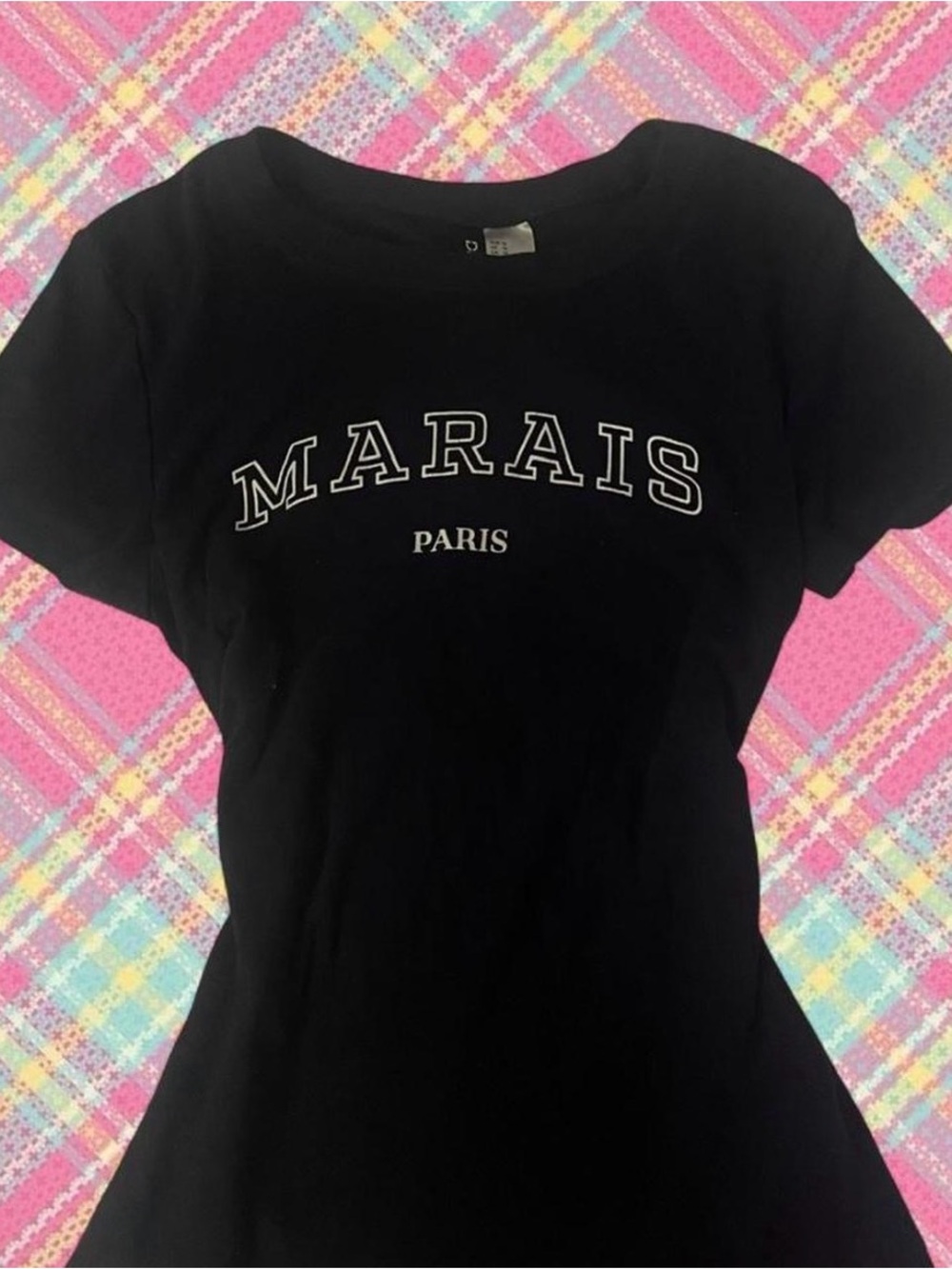 Y2k Navy Blue Marais Paris Graphic Baby Tee